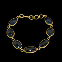 Gold and Blue 7 Oval Bracelet