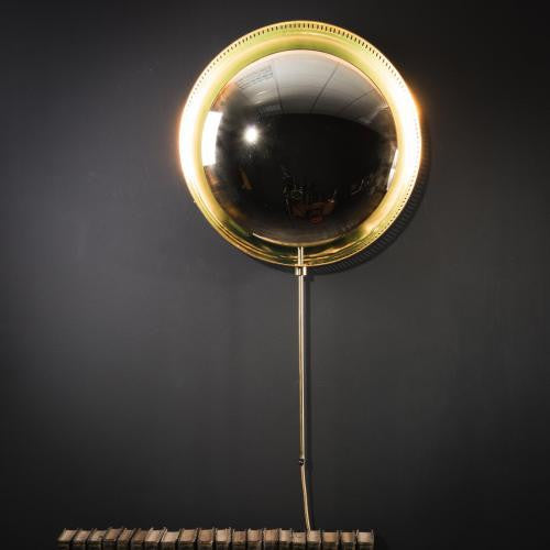 Golden convex mirror with backlight
