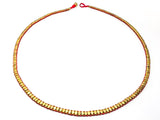 Thin Brass Necklace with Colored Lace