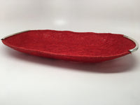 Small Handwoven Oval Basket with Silver finish
