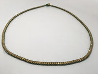 Thick Brass Necklace with Colored Lace