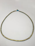 Thick Brass Necklace with Colored Lace