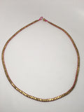 Thick Brass Necklace with Colored Lace