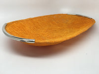 Small Handwoven Oval Basket with Silver finish