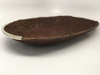 Small Handwoven Oval Basket with Silver finish