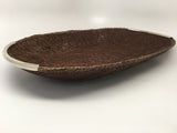 Small Handwoven Oval Basket with Silver finish