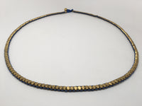 Thick Brass Necklace with Colored Lace